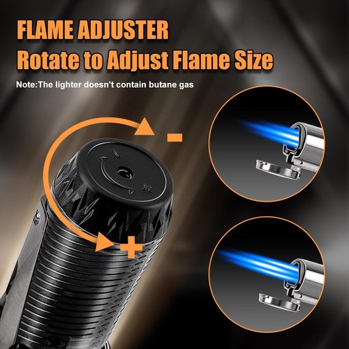 LcFun Torch Lighter Windproof Triple Jet Flame Butane Lighter with Punch and Draw Enhancer, Refillable Lighters for Camping Hunting Valentines Day Gifts for Him -BUTANE NOT INCLUDED