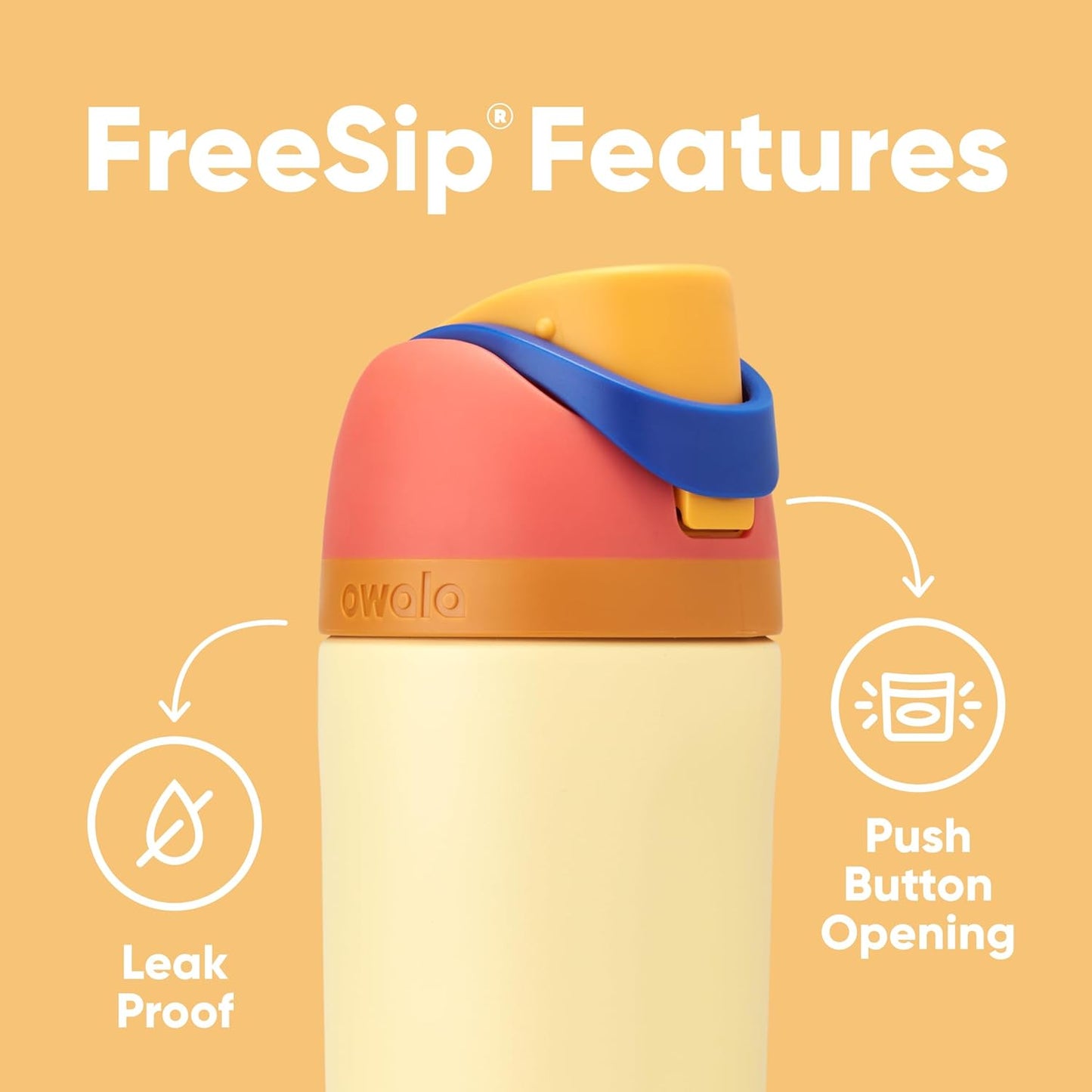 Owala Kids FreeSip Water Bottle - Insulated Stainless Steel, BPA-Free, 16 oz, Misty Horizon