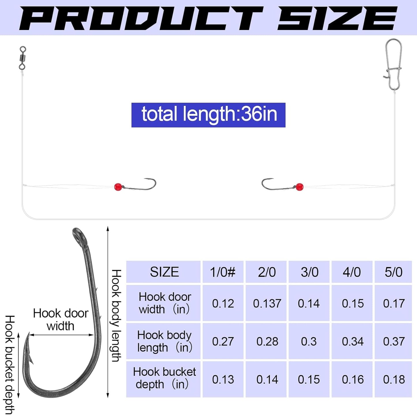 Skiennix Saltwater Fishing Rigs - 10 Pcs Leader Hooks & Nylon Wire Tackle Kit for Bass/Grouper