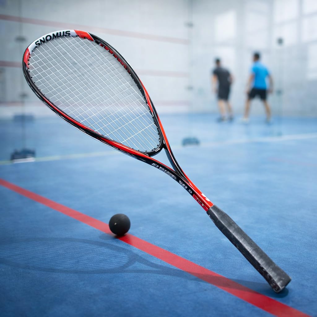 Sports Beginner Squash Racquet,Carbon Lightweight Squash Racket for Gym Park School (Red)