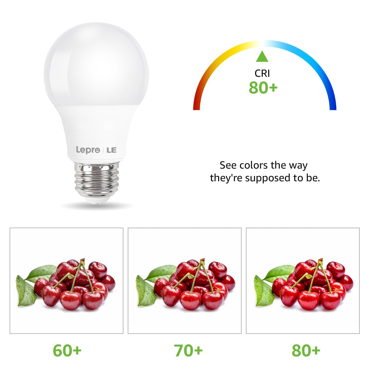 Lepro LED Light Bulbs 60 Watt Equivalent, 9W 800 Lumens Non-Dimmable, Daylight White 5000K, A19 E26 Standard Medium Base, 10000 Hour Lifetime 10 Count (Pack of 1)