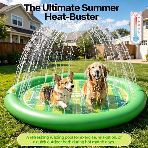 Dog Splash Pad - 51" Non-Slip Sprinkler Mat for Summer Fun
