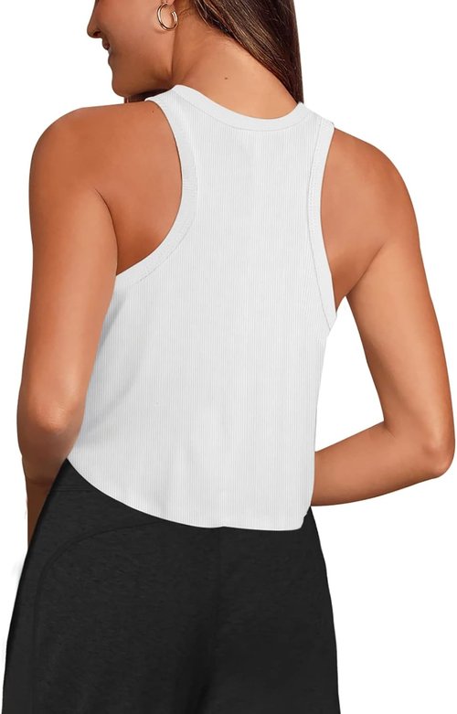 LASLULU Women's Crop Top - Sleeveless Halter Neck Athletic Shirt | Flowy Design for Comfort
