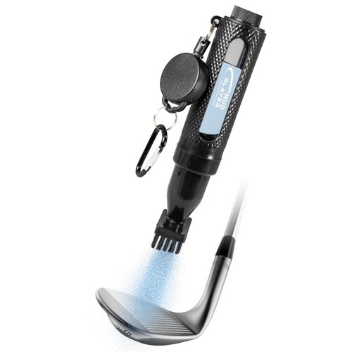 HODL 21 Mud Slayer Golf Club Cleaner with Water Spray – Golf Club Cleaning Brush with Leak-Proof Reservoir, Dual Bristle Head & Retractable Clip – Golf Bag Brush for Irons & Wedges (Black)
