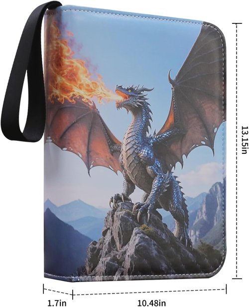 Charizard Trading Card Binder - Deluxe 9-Pocket Zipper Album with 50 Sleeves | Perfect for TCG & Sports Collectors