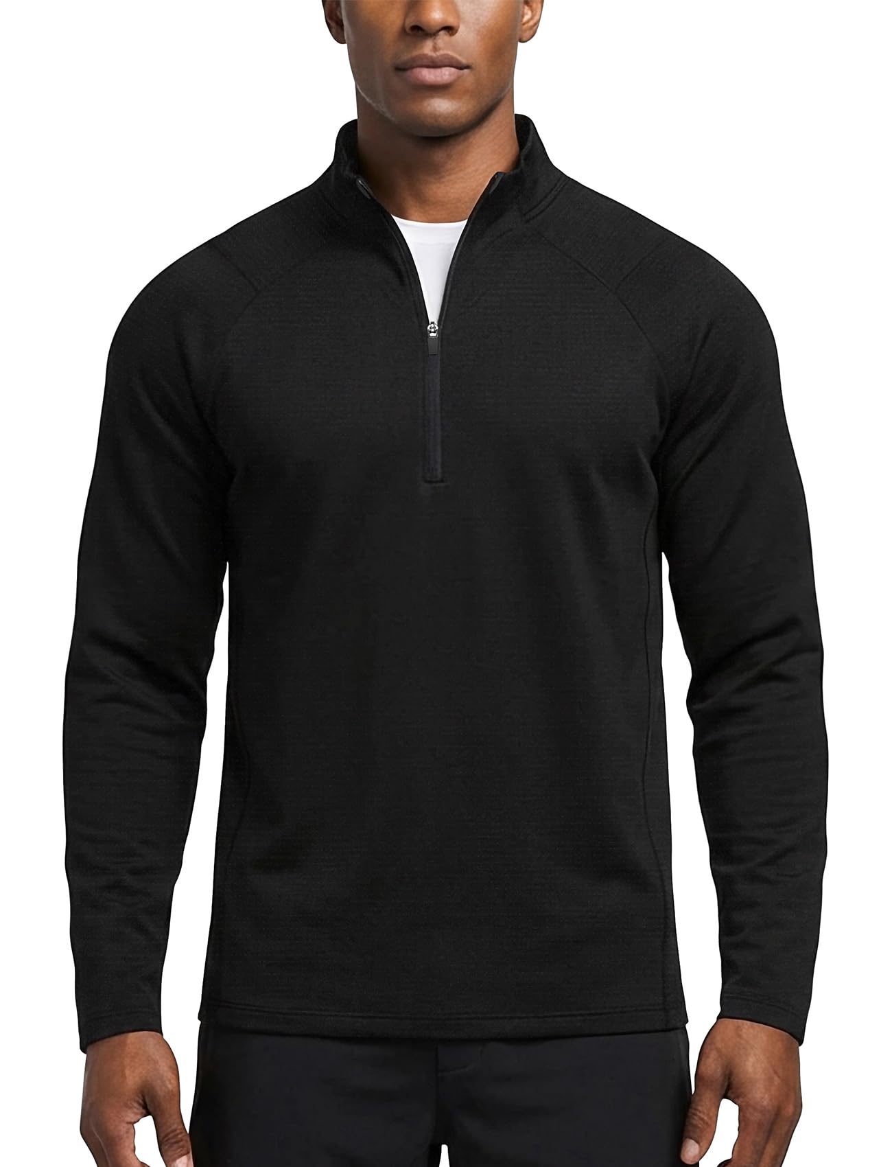 Zengjo Mens 1/4 Zip Running Jacket Moisture Wicking(Black,M)