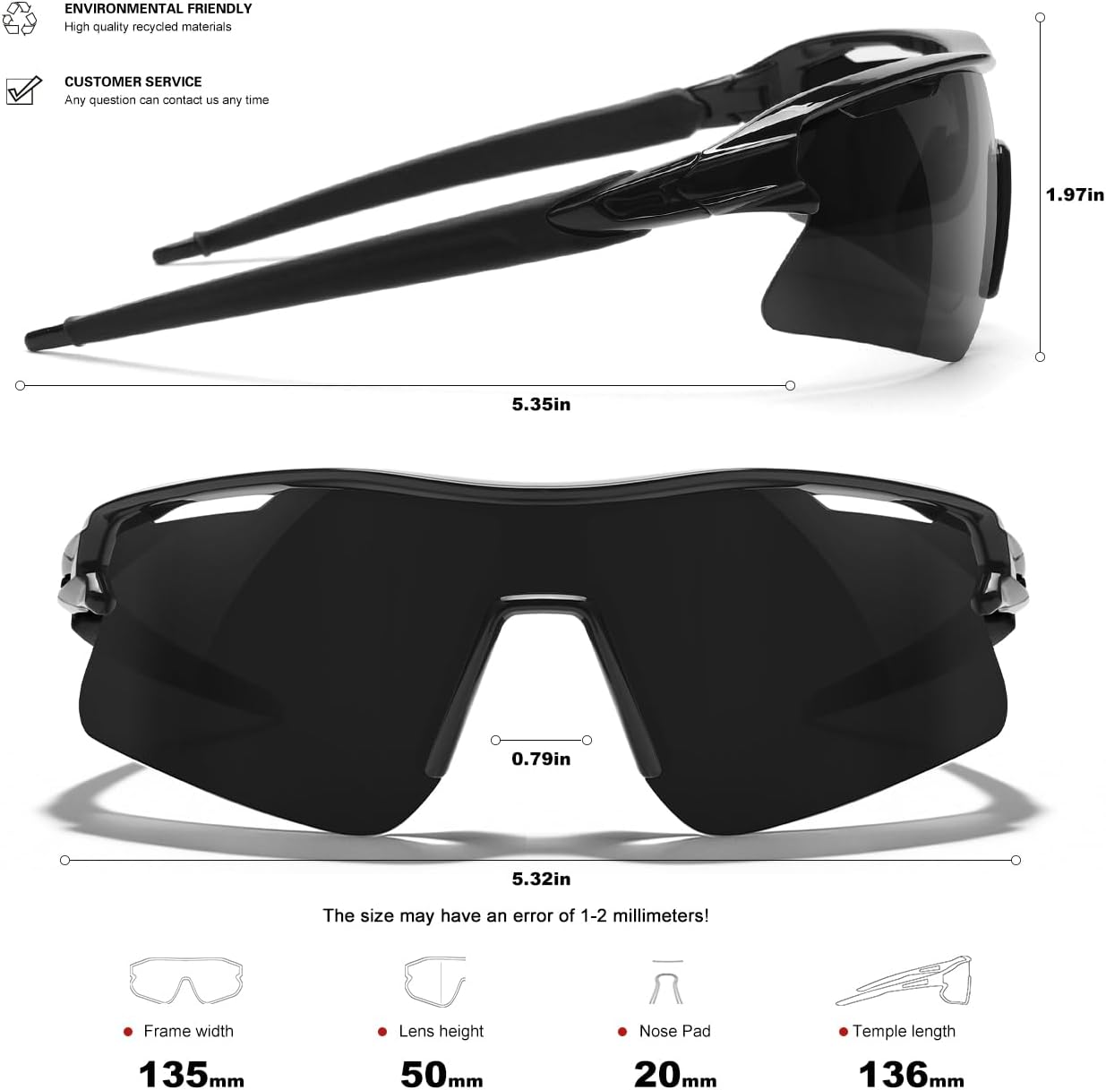 SEKKAF Polarized Sports Sunglasses - UV400 Protection for Men, Women & Youth | Ideal for Cycling, Fishing & Golf