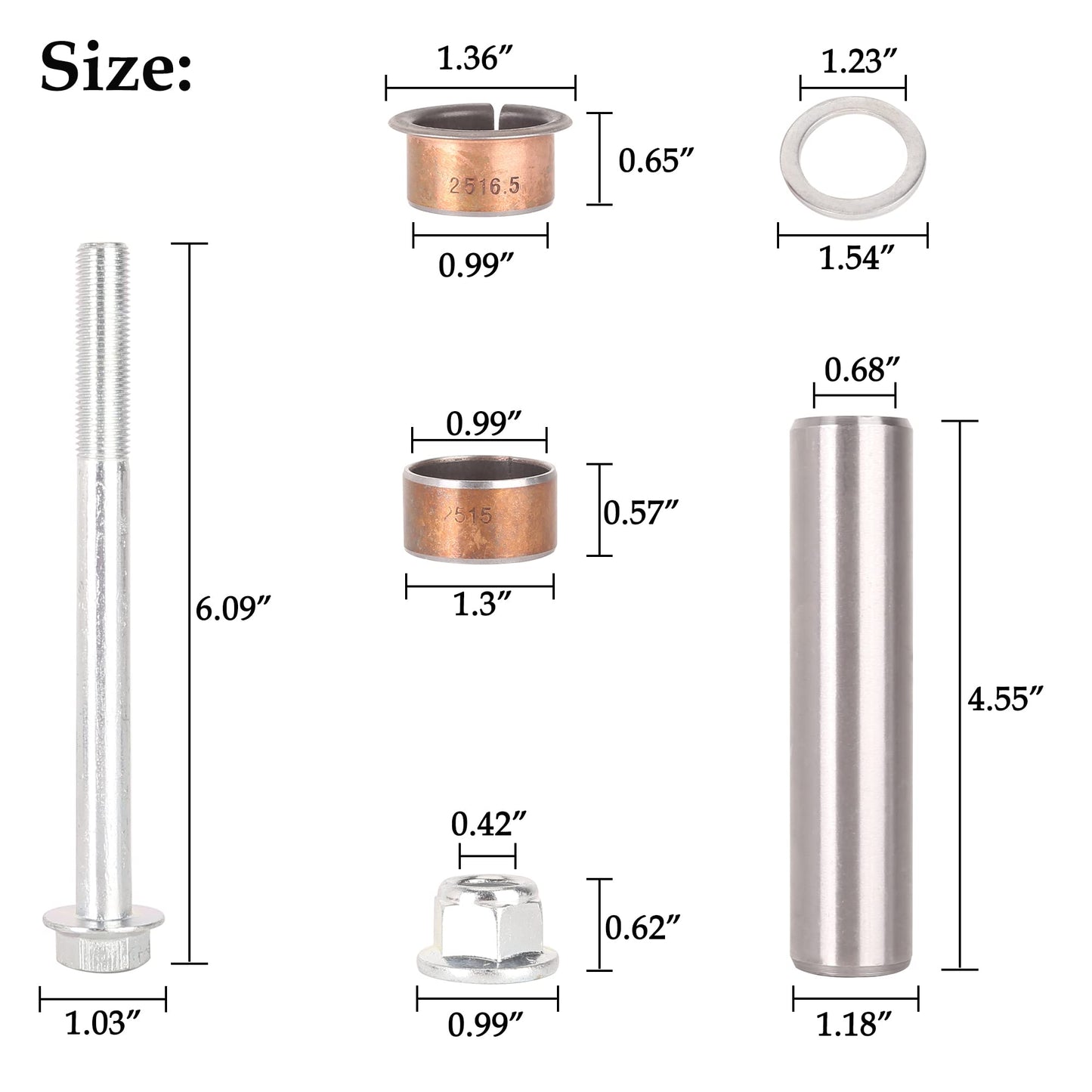 10L0L Golf Cart Spindle Kingpin Bushings Kit for EZGO RXV 2008-up & 2FIVE 2010-2013 Electric, Replaces OEM# 614034 601707 632925 632926 620380