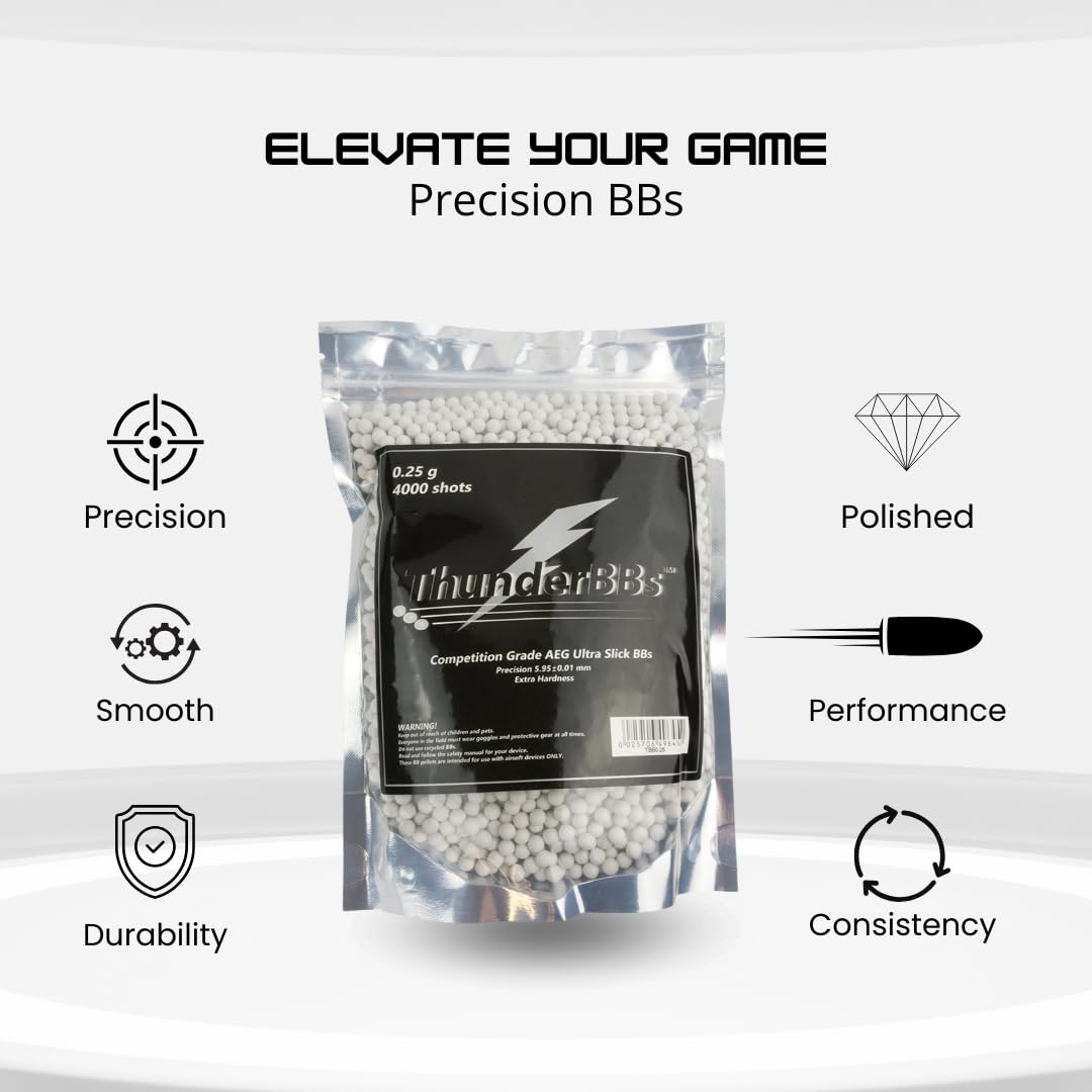 TBB Airsoft BBs 0.25G - Competition Grade, White | 4000 Rounds Per Bag