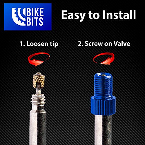 Presta Valve Adapter - Convert Presta to Schrader - Black Round Caps