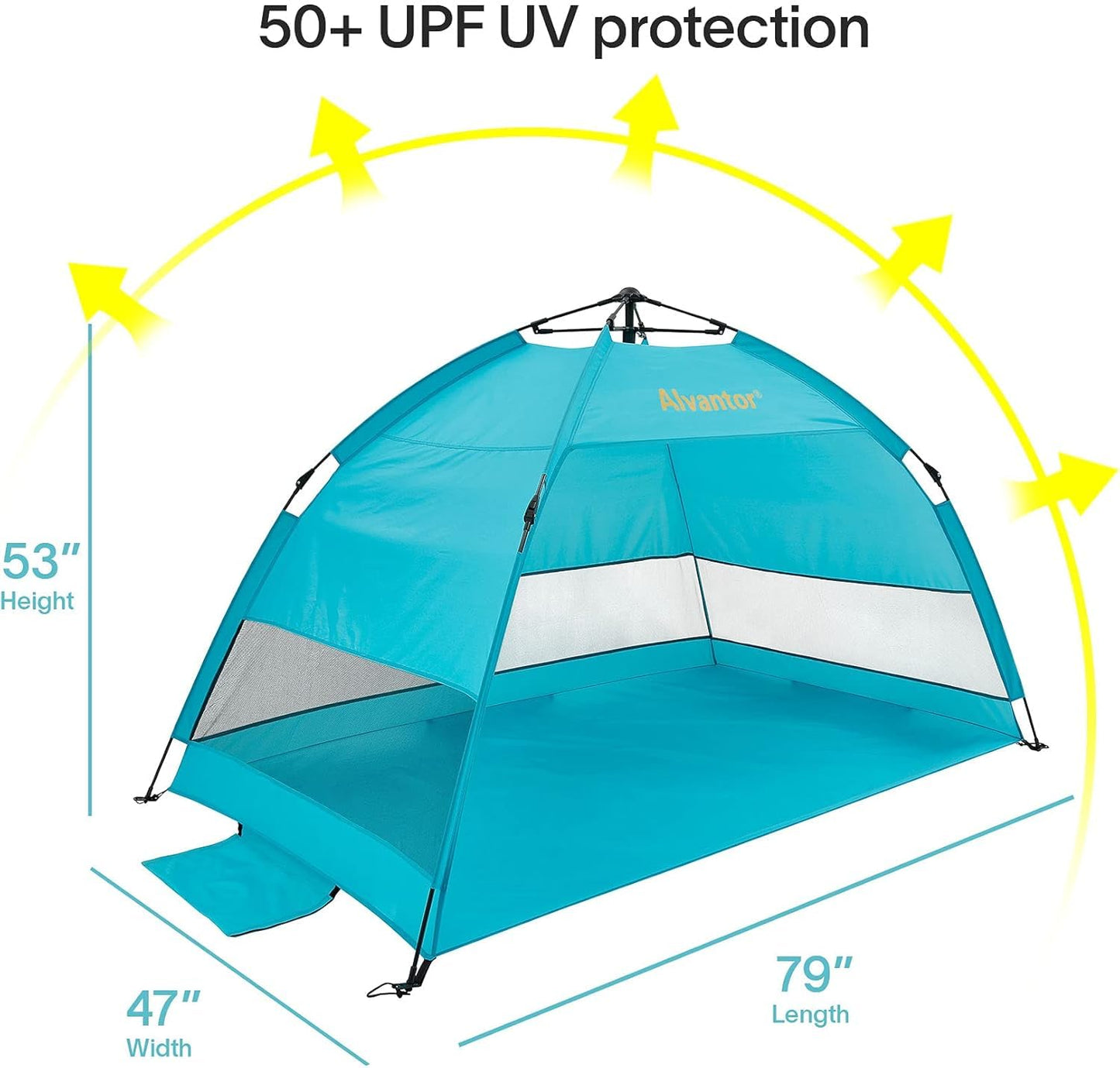 Alvantor® Beach Tent Beach Umbrella Outdoor Sun Shelter Cabana Automatic Pop Up UPF 50+ Sun Shade Portable Camping Hiking Canopy Easy Setup Windproof