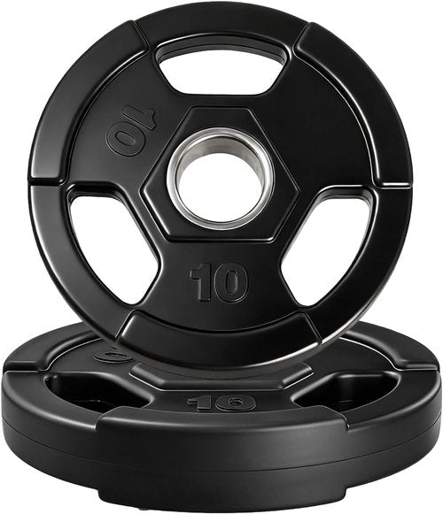 Garvee Olympic Weight Plates - 10-55 lbs Rubber Encased Iron for Low Noise & Floor Protection | Home Gym Essentials