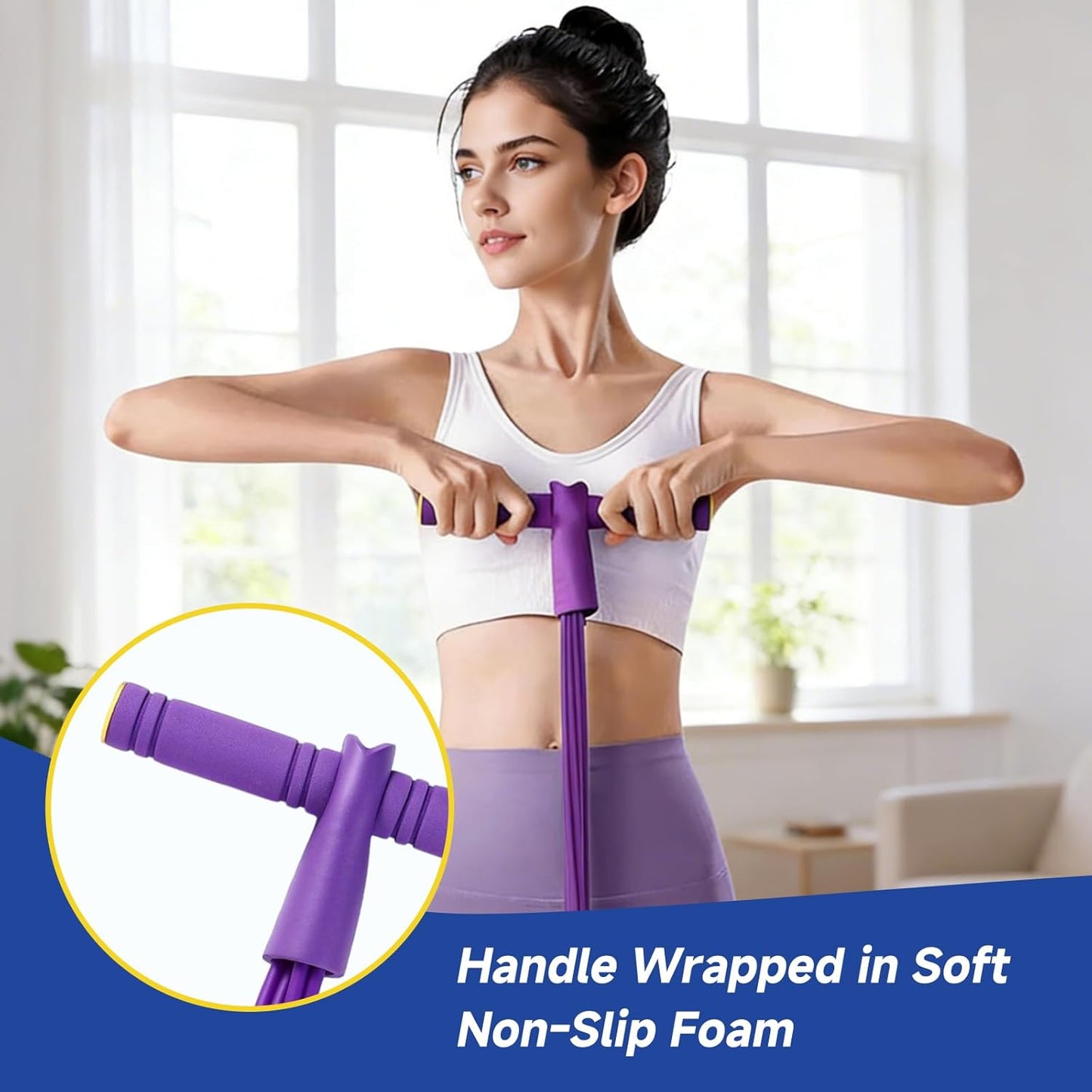 Skiennix Pedal Resistance Band - 8 Tube Exercise Bands for Full Body Workout | Portable Fitness Equipment