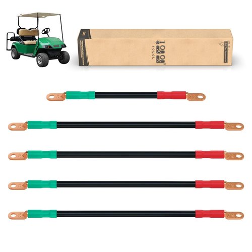 10L0L Golf Cart Battery Cable Set for Yamaha G22 48V - 4 Gauge 5-Piece Golf Cart Battery Cable Wiring Harness with Ultra-Long Pure Copper Lugs