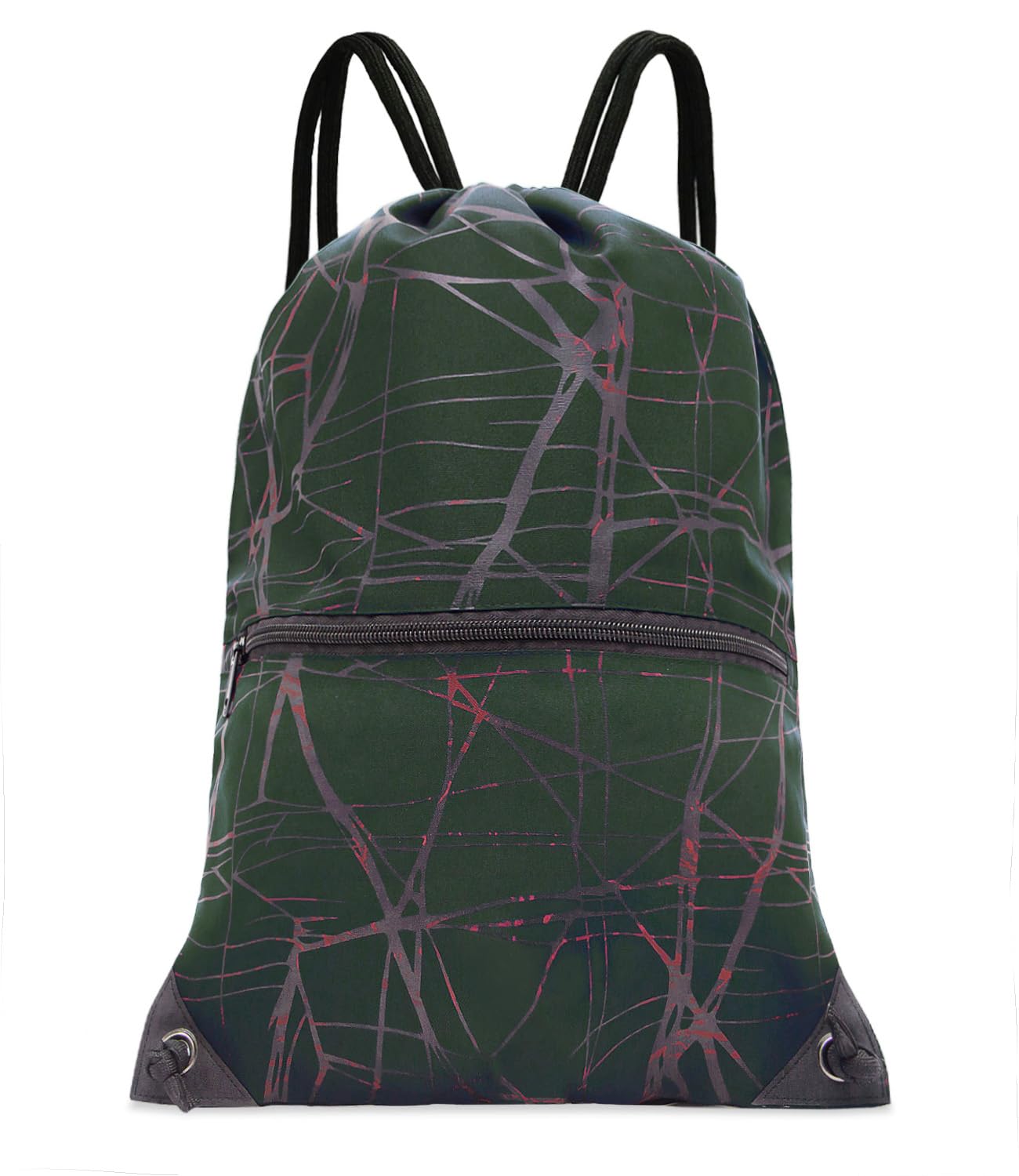HOLYLUCK Drawstring Backpack Bag Sport Gym Sackpack (metallic-black)