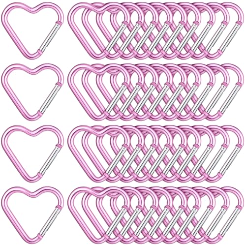 Heart Shaped Keychain Clip - Pink - 20 Pack of Cute Backpack Accessories