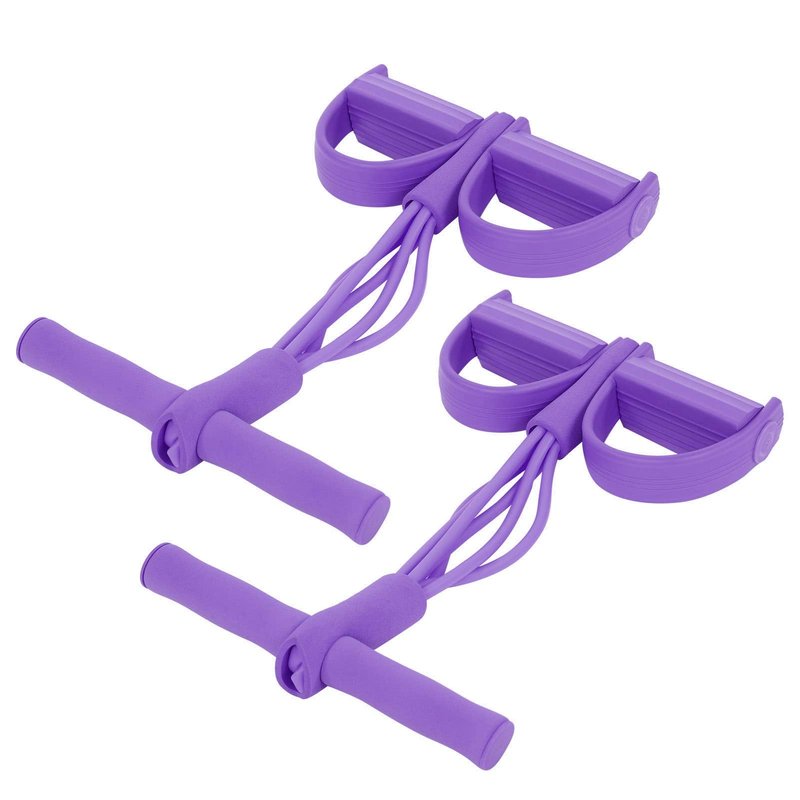 4 Tube Elastic Pull Rope Sit Up Training Pedal Resistance Band Yoga Stretching Fitness Equipment (Purple)