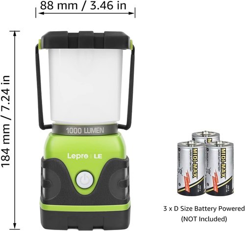 LE 1000LM Waterproof LED Camping Lantern - Portable Tent Light with 4 Modes | Essential for Emergencies