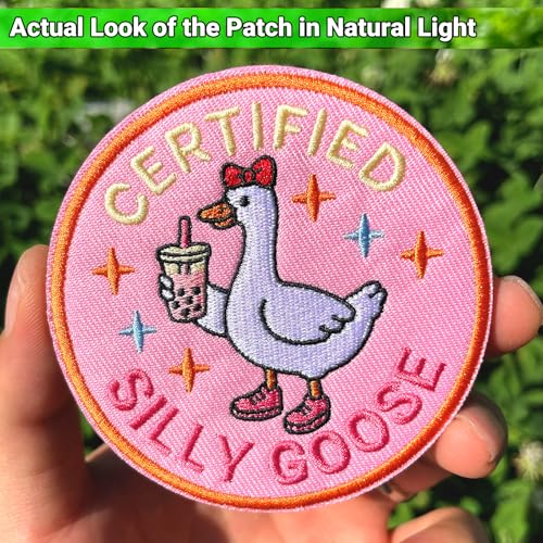 Funny Goose Patch - Cute Pink Animal Meme for Backpacks & Hats