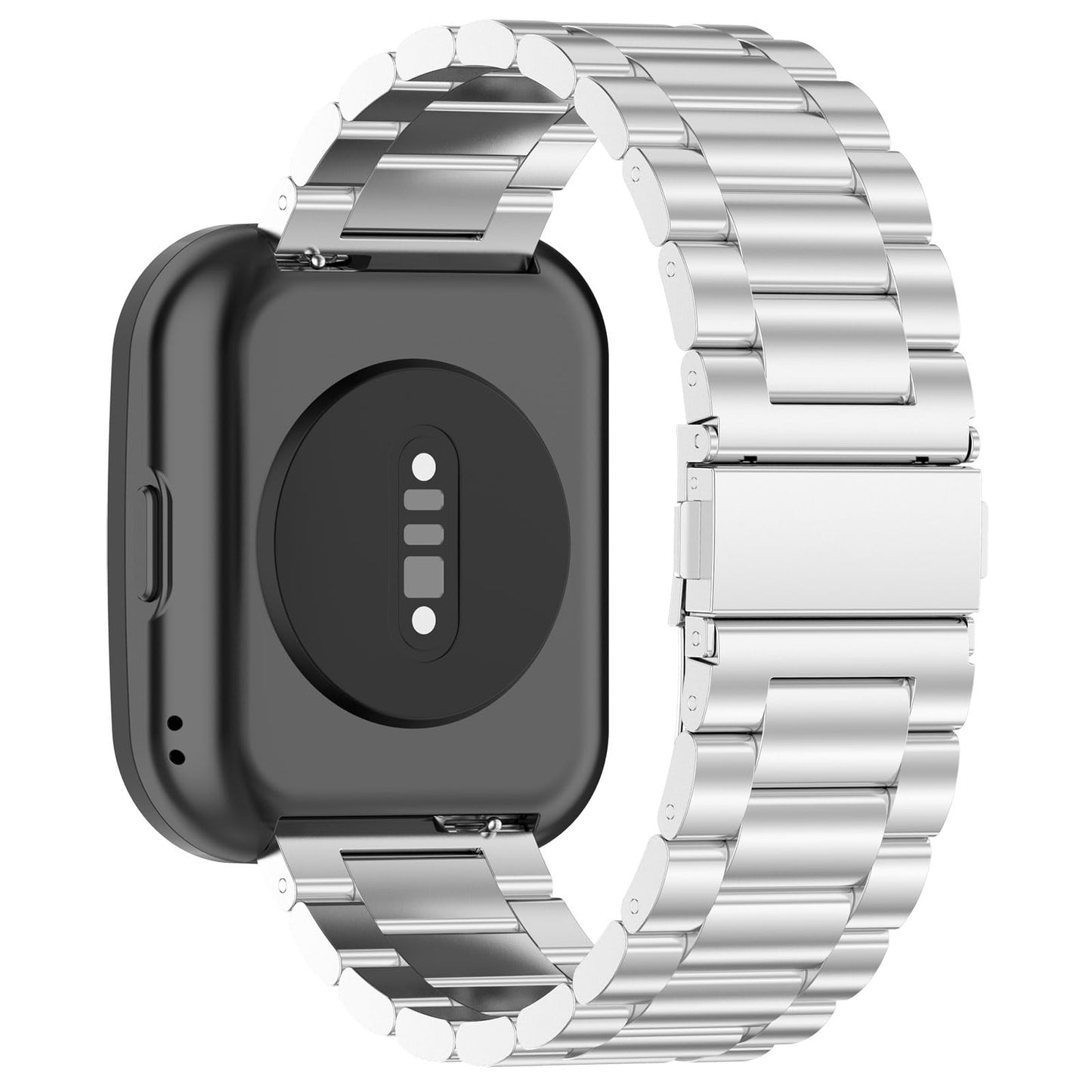 TenCloud Bands Compatible with Amazfit Active Max Active 3 Bip 6 Balance Solid Stainless Steel Strap Women Men Wristband Metal Watch Link Band (Silver)