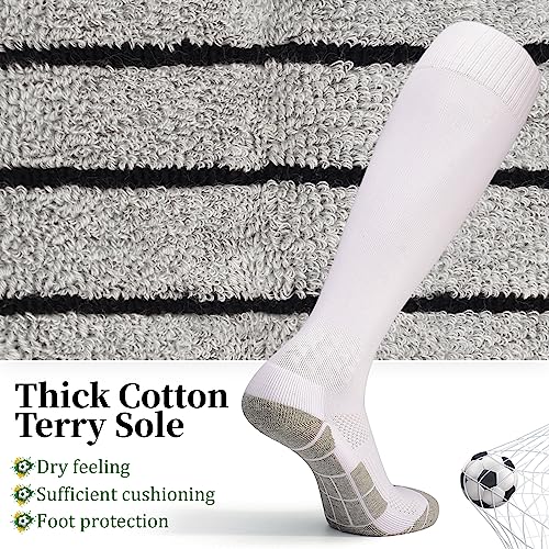 Athletic Soccer Socks - Moisture-Wicking Team Sports Gear - Small, White (2 Pairs)