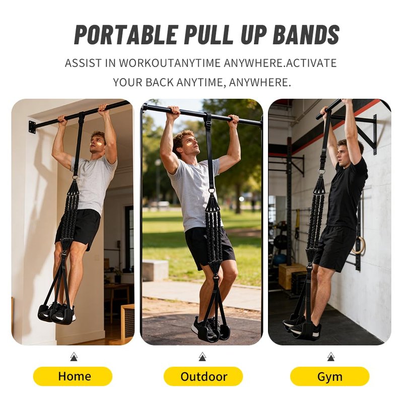 Pull Up Assistance Bands, Heavy Duty Resistance Bands for Pull Up Bar, 75-300lbs Adjustable Assist Bands with 5 Loop Bands & Cooling Towel, Home Gym Fitness for Men Women