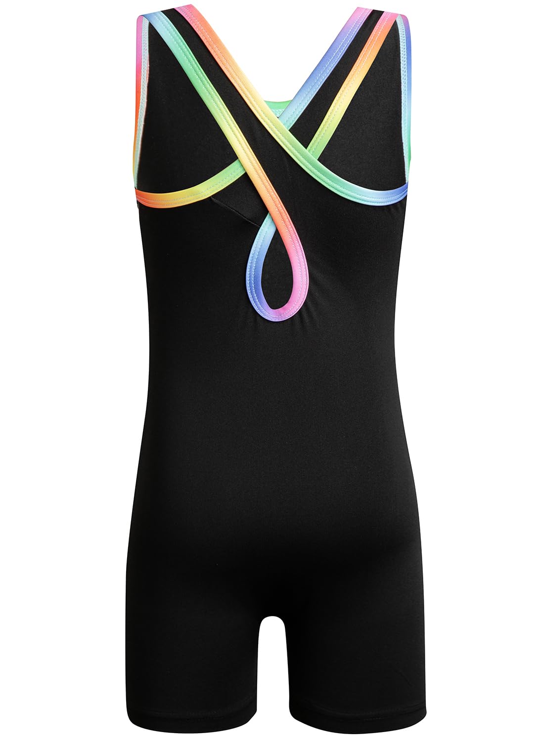 HOZIY Gymnastics Leotards for Girls 5t Size 5-6 Years Black Colorful Rainbow Sequins Biketard Tumbling Outfits Dance Clothes Apparel Sparkly