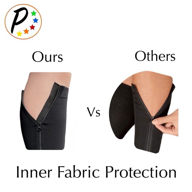 Presadee Calf Zipper 15-20 mmHg Compression Leg Circulation Fatigue Shin Sleeve (Black, L/XL)