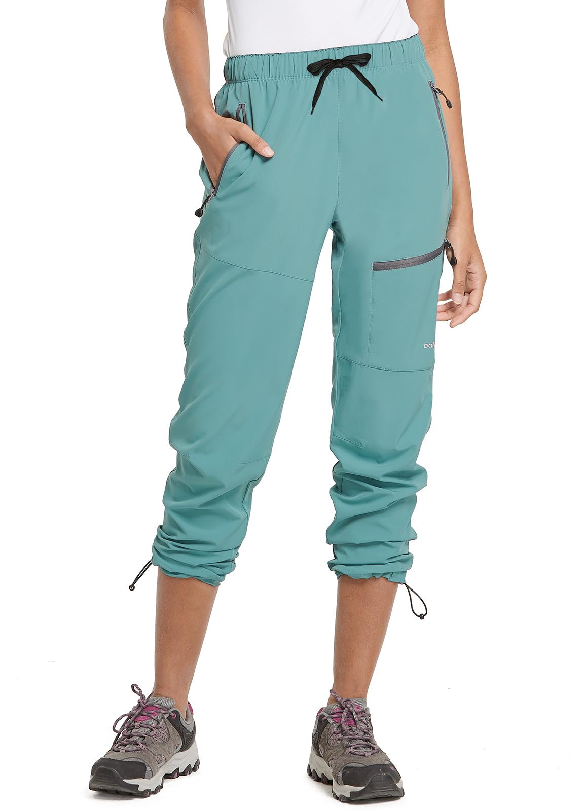 baleaf Women's Hiking Pants Quick Dry Lightweight Water Resistant Stretch Cargo Pants with Zipper Pockets Travel Camping 29''-Pond L