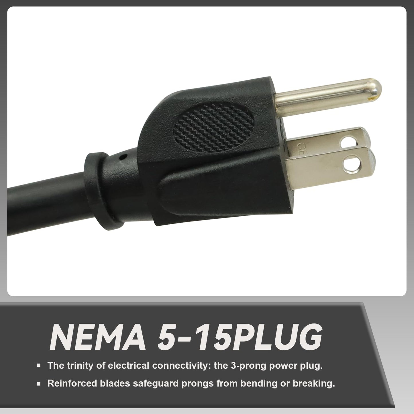 GreenProsper Industries Inc 3-Wire Appliance and Power Tool Cord, 3 ft, 14 AWG, 15A/125V AC, 1875w, Black, 2pack