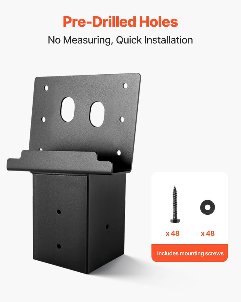 VEVOR Deer Blind Brackets, Outdoor 3.6x3.6 Platform Bracket, Fit 3.5x3.5 In / 88.9x88.9 mm Lumber, 2204lbs/1000kg Capacity Steel Elevator Brackets for Deer Stand, Hunting Blinds, Shooting Shack, 4 Pcs