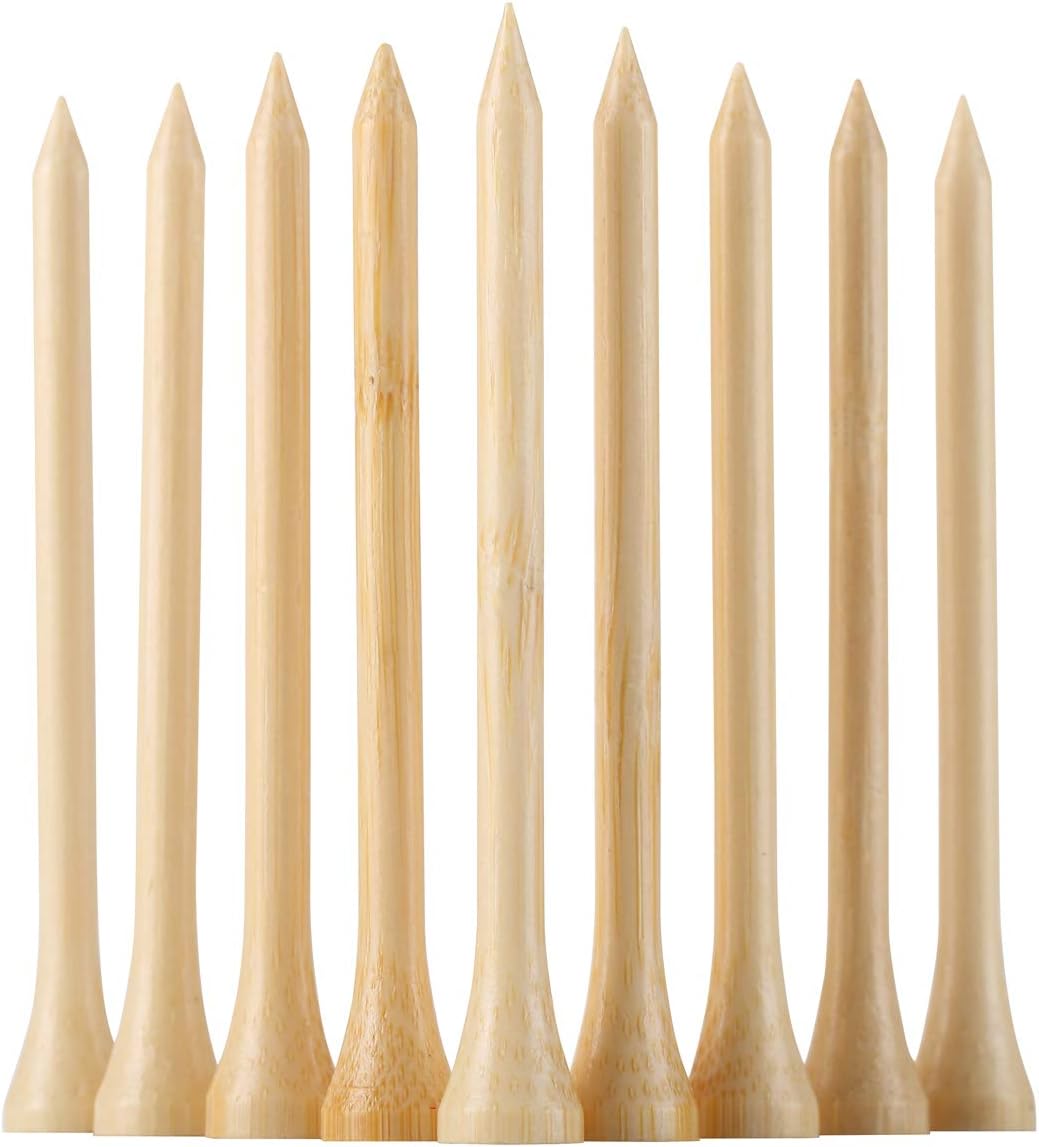 Bamboo Golf Tees - Durable 100-Pack | Eco-Friendly Biodegradable Design, 3-1/4" Size
