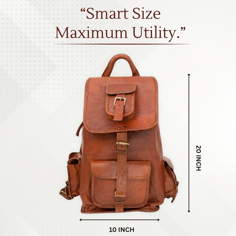 Shy Shy Let's Touch The Sky Rustic Vintage Leather Backpack Travel Rucksack knapsack Daypack Bag for Men Women Brown (24 inch)