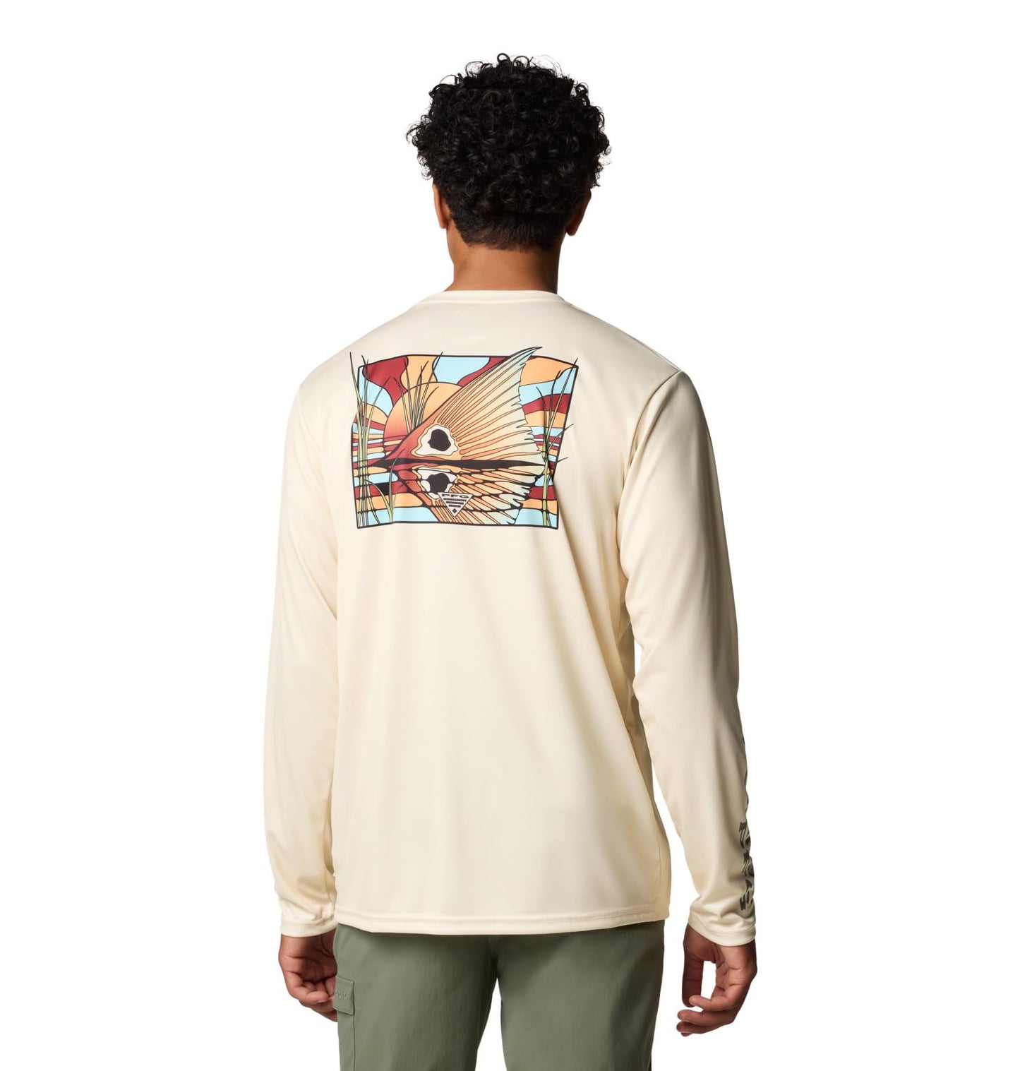 Columbia Men's Terminal Tackle PFG Fish Shine Long Sleeve, Lemon Wash/PFG Redfish Shine, X-Large