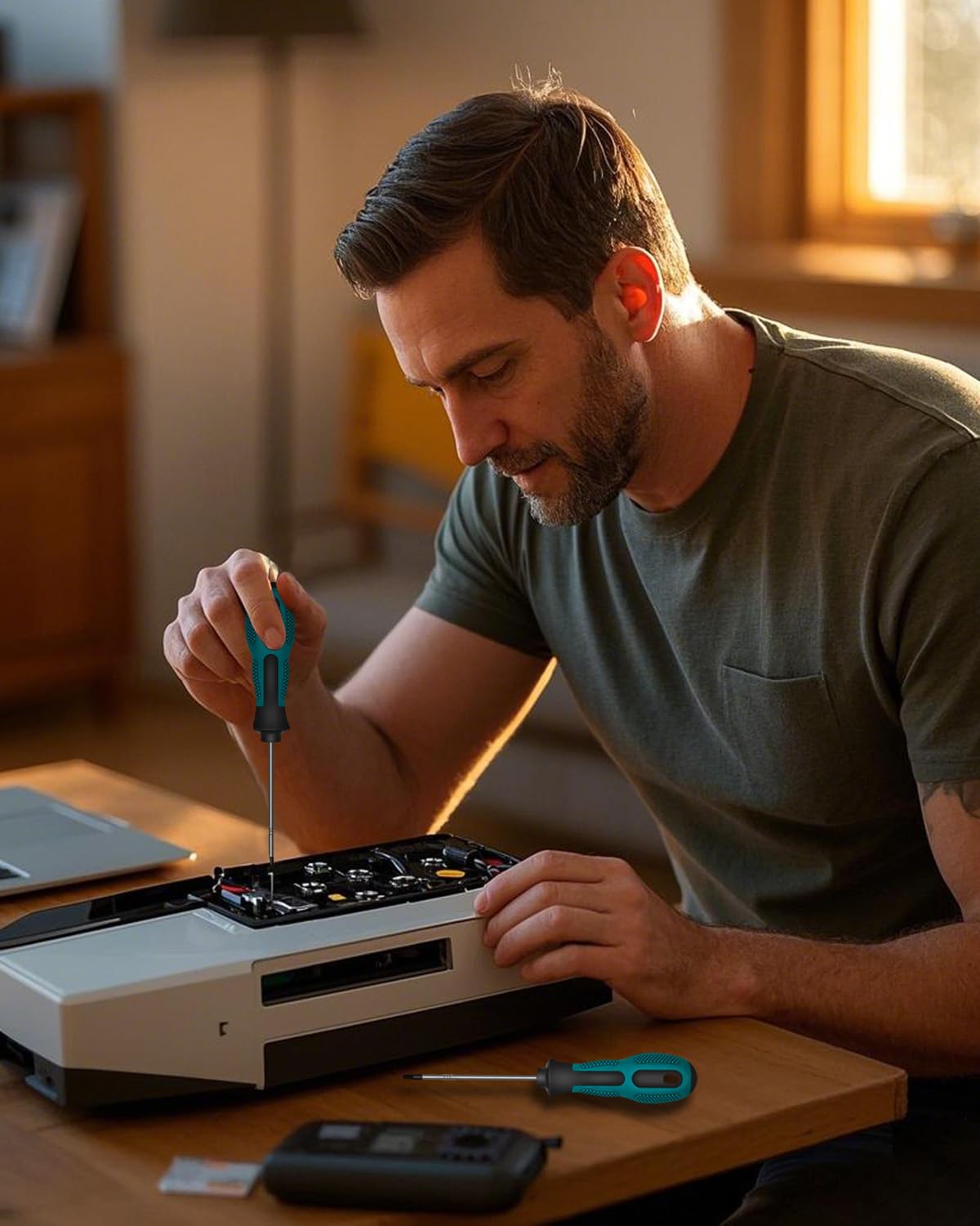 Tcwous Torx Screwdriver Set, 6-Piece Small Star Screwdriver Set with T5, T6, T7, T8, T9, T10 Mini Security Torx Screwdrivers, Professional Non-Slip Cushion Grip Magnetic Screw Driver Set Kit (Green)