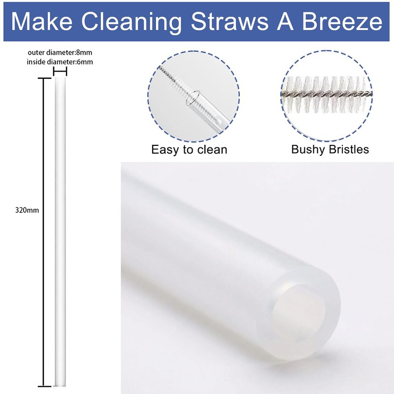 Reusable Silicone Straw Set for Hydro Flask Bottles – Fits 12/16/18/20/24/32/40/64 oz, Silicone Straws + Cleaning Brushes + Measuring Sheets + Cutter Tool (15)