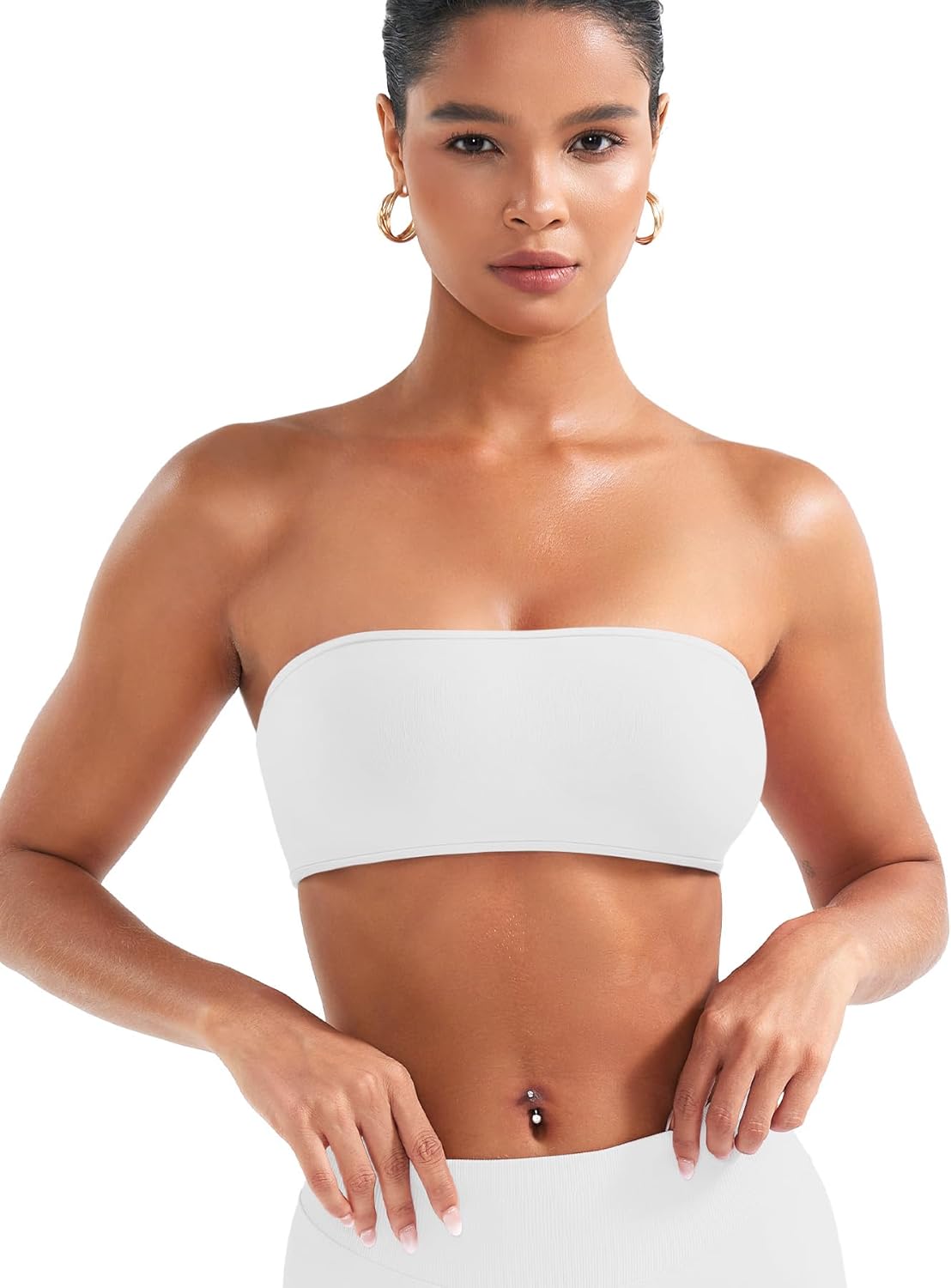 VOYJOY Backless Bandeau Bra - Adjustable Strapless Workout Top for Comfort & Support