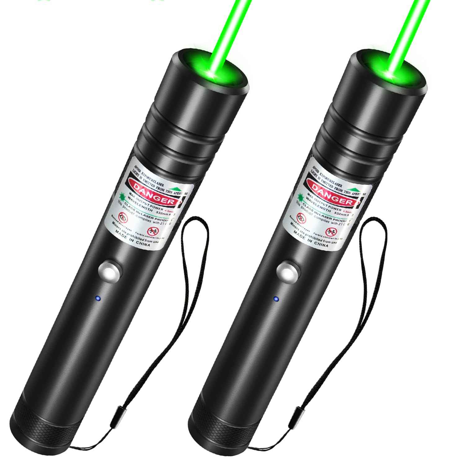 [2 Packs] Rechargeable Green Laser Pointer High Power Green Beam Laser Light Long Distance Range For TV/LED/LCD Screens Tactical Flashlights Presentation Office/Outdoors/Astronomic/Construction [001]