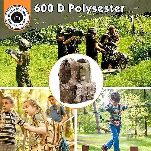 Kids Tactical Vest Camo - Outdoor Airsoft Costume for Ages 8-14