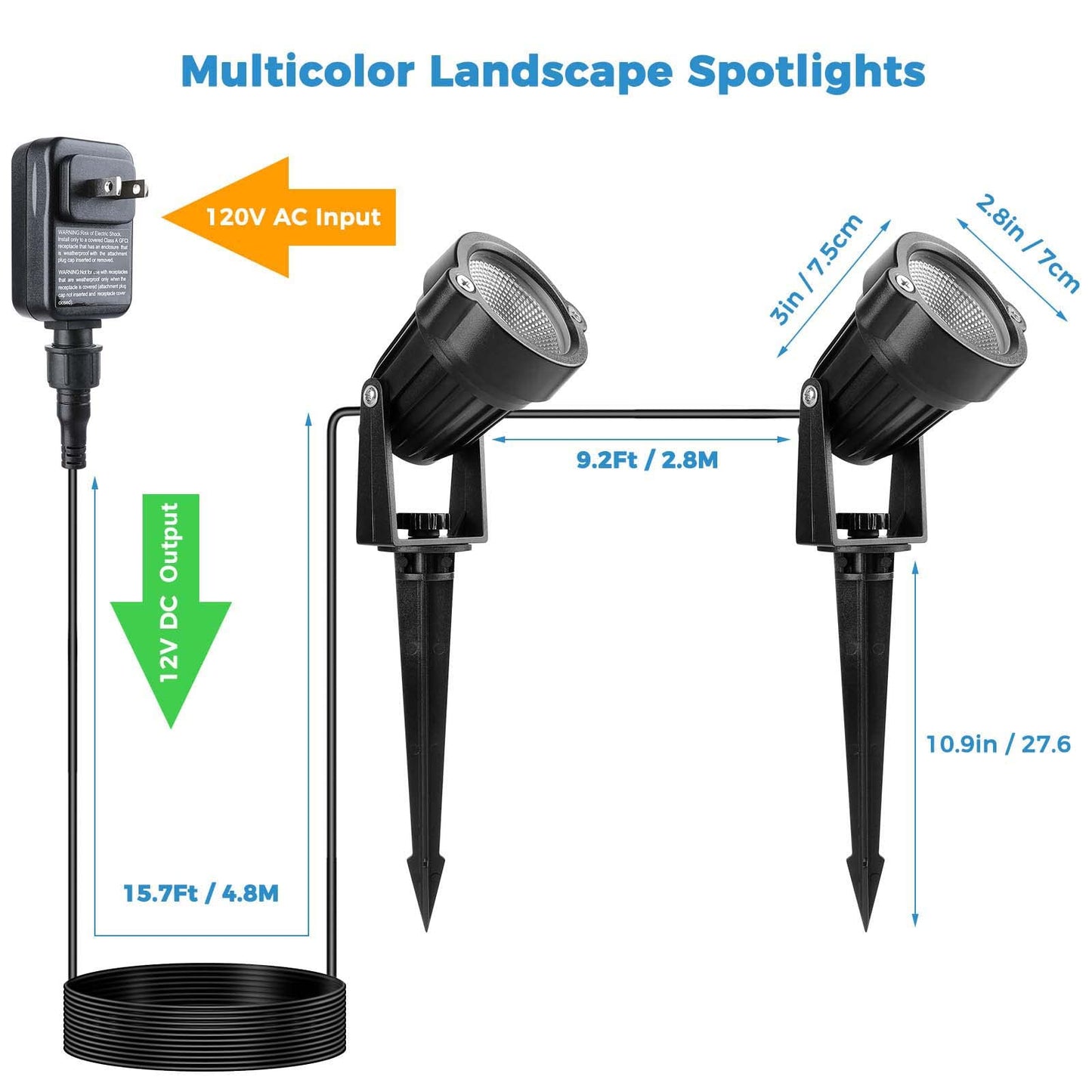 Smiful Color Changing Spotlights Yard Spot Lights Outdoor Timer IP65 Waterproof LED Landscape Lighting Remote Dimmable Memory Pathway House Garden Lawn Christmas Uplights (8 in 1)