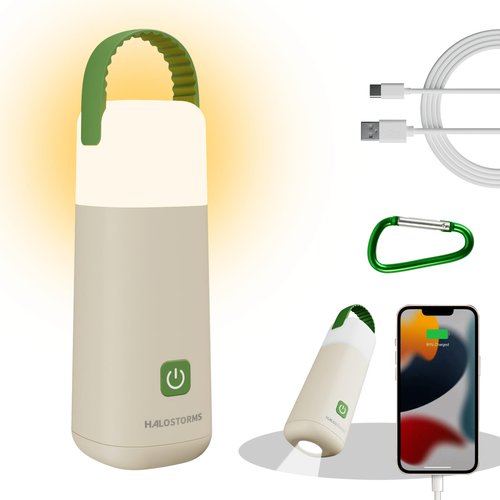 HALOSTORMS Camping Lantern, 350 Hours Running Time Rechargeable Lantern, 3200mAh Lantern Flashlight with 4 Modes, Waterproof Tent Light for Hiking, Emergency, Power Outages (Green 1PK)