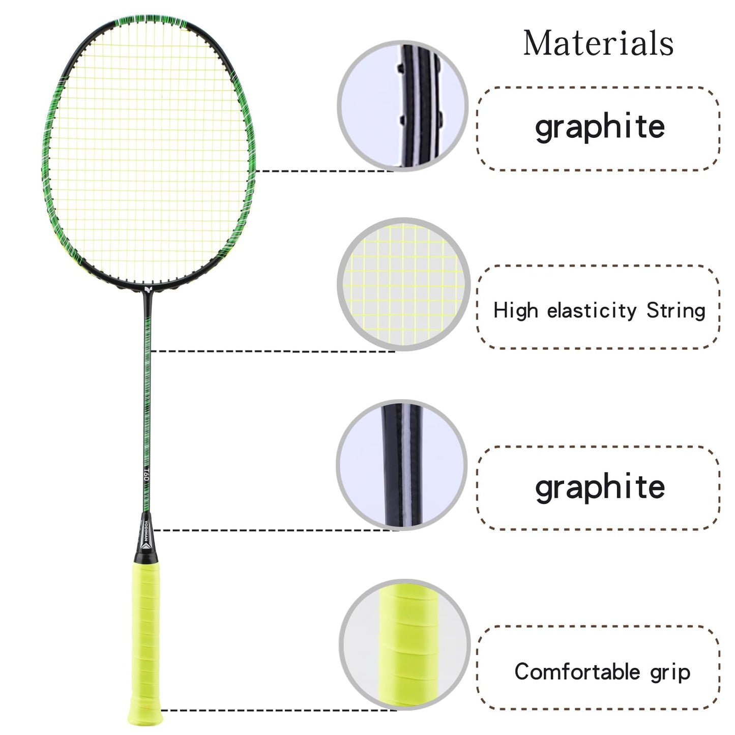 YPyroblaze 4-Pack Ultra-Lightweight Graphite Badminton Rackets | High-Elasticity Graphite Shaft & Frame | Pre-Wrapped Grip Ready to Use | Enhanced Speed & Control for Players (Celeste)