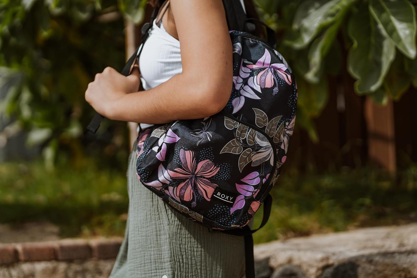 Roxy Women's Always Core Backpack | Travel | Everyday Carry | Beach | Polyester | 8L Capacity - Anthracite Island Escape
