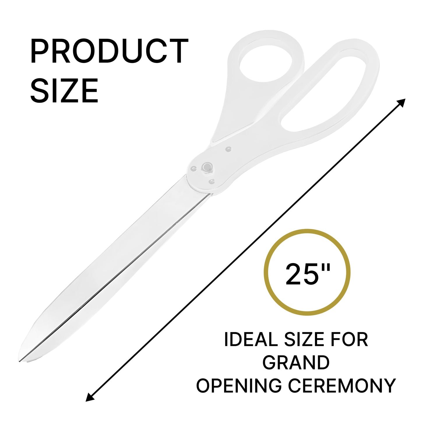 25" White Ceremonial Scissors – Giant Ribbon Cutting Scissors for Grand Opening Large Shears for Ceremony Supplies Big 25 Inch Shears for Events Ribbon and Decorations Kit