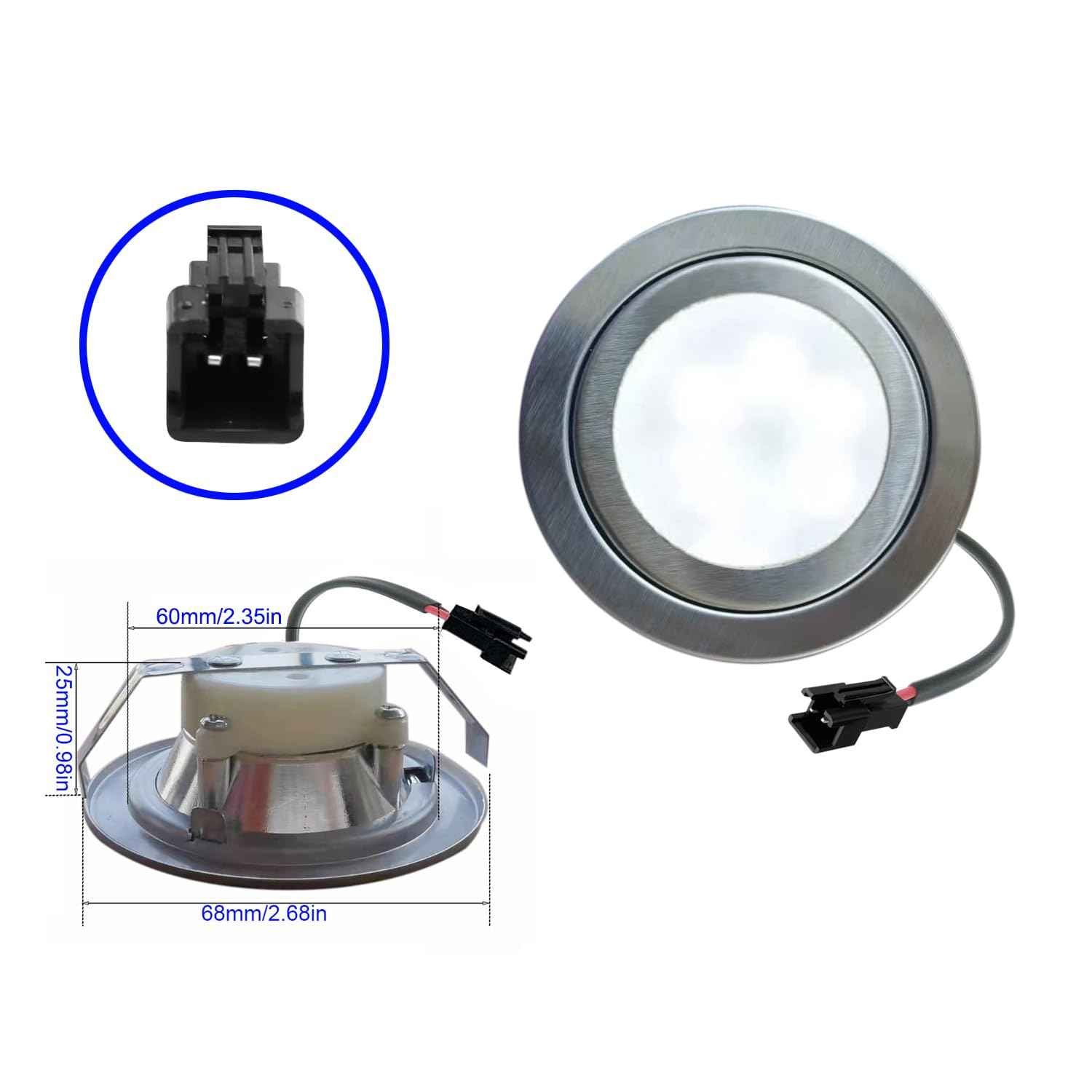 MoKongFu 2-Pack DC 12V 1.5W LED Kitchen Cooker Range Hood Light Bulb Diameter 68mm Milky Cover Smoke Exhauster Ventilator Light Lamp with SM Male Connector (White 6000K)