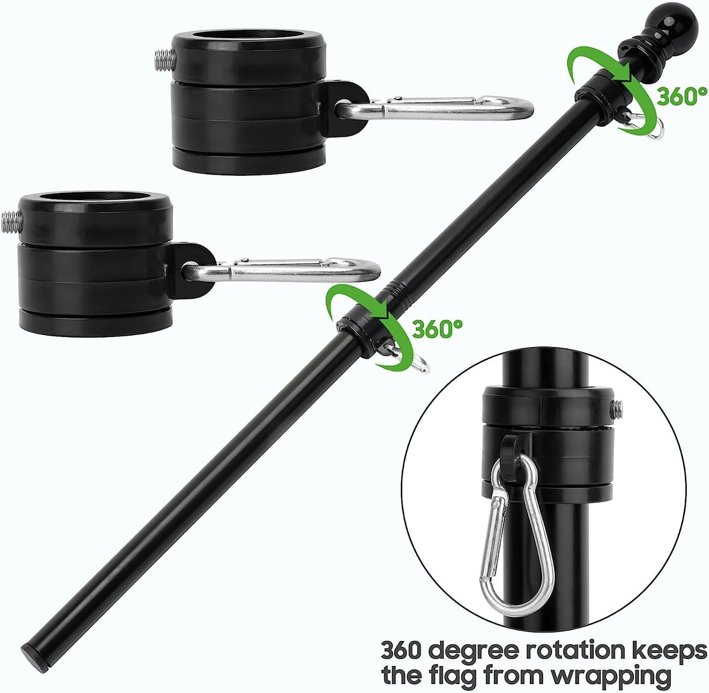 10L0L Golf Push Cart Umbrella Holder - 180 Degree Rotating Flag Mount for Golf Carts, Universal Adjustable Clamp for Yamaha/EZGO/Club Car, Includes USA Flag (Heavy Duty)