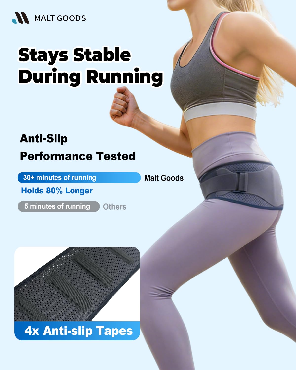 MALT GOODS Widened SI Joint Belt with 3D Massage Pads – Anti-Slip Sacroiliac Brace with Enhanced Stability for Pelvic & Sciatica Pain Relief. Breathable SI Support Belt for Women & Men (M)