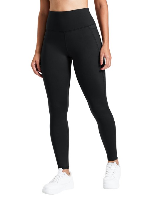 AVGO Womens Fleece Lined Leggings Winter Thermal Thermal Underwear Butt Lifting Yoga Compression Pants with Pockets (Black, Small)