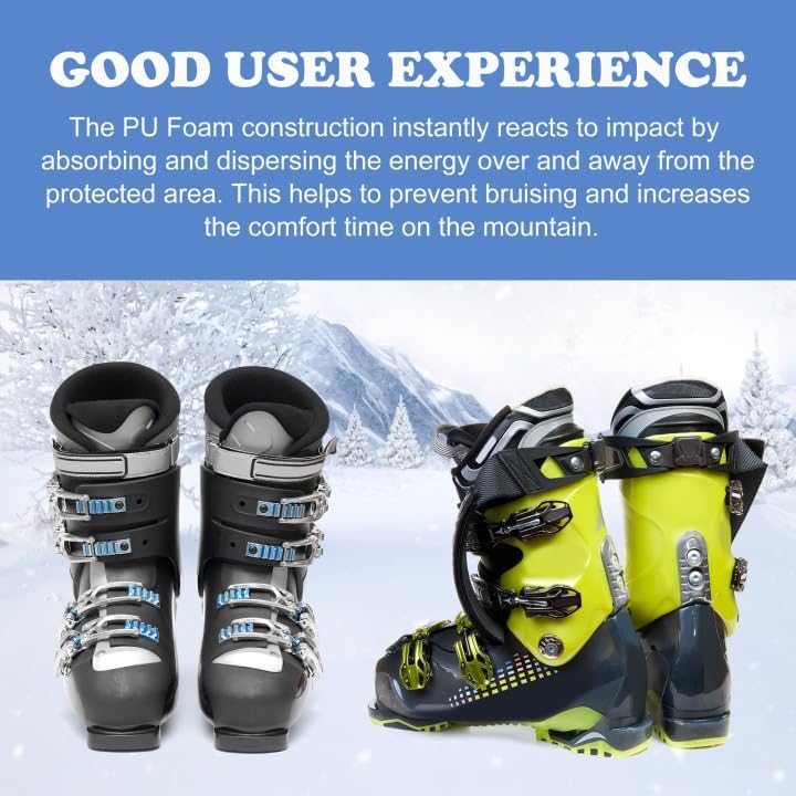 Skiennix Snowboard Shin Pads - Thickened Foam Protection | Cuttable 6.5x5 Inch Shin Guards (2/4 Pcs)