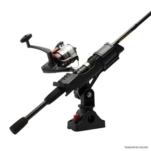 Extreme Max 3006.8615 Fishing Rod Holder with Adjustable Post and Locking Fixed-Mount, Black